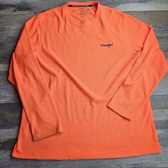 Wrangler Workwear Men's XL Waffle Print Thermal Long Sleeve XL Bright Orange - Picture 1 of 8